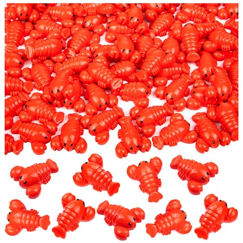 100PCS Mini Resin Lobsters Realistic Plastic Resin Lobster Models, Cute Tiny Red Crawfish Decor for Hidden Game Crawfish Party Tabletop Decor Supplies Food Model - style: Lobster-100