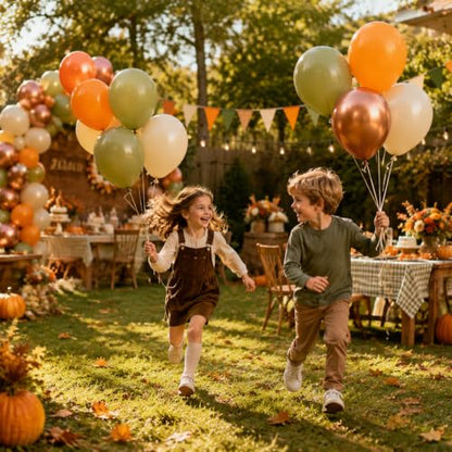 Fall Harvest Balloons, Autumn Olive Green Burnt Orange Thanksgiving Balloon - color: Olive Green Orange Cream