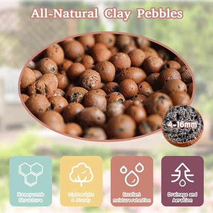 8LB Leca Clay Pebbles for Plants, 4mm-16mm Clay Balls for Hydroponic | Drainage, Reusable, Aeration, Moisture Retention, Lightweight, Natural Leca for Orchids, Succulents, Terrariums, Aquaponics - size: 8LB