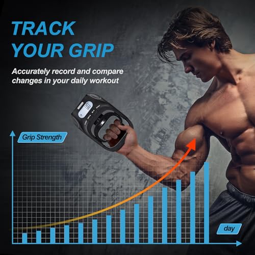 Digital Grip Strength Tester, 397 lb Hand Dynamometer, Black | 397 lb Capacity; 0.2 lb Increments; 19 Memory Records; Adjustable Handle; Memory Tracking; For Sport and Rehab