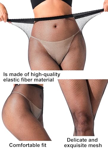 VOAKOW Fishnet Stockings Womens High Waist Fishnet Tights Mesh Stockings For Women - color: Regular Black Es Mesh 2