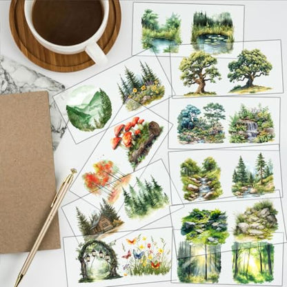 32 Pcs Spring Forest UV DTF Cup Wraps for 16OZ Glass, 4.3 x 9.4 Inch Green Tree UV DTF Transfer Stickers Waterproof Rub on Transfer Decals for Glass Bottle Vase Furniture Crafts - style: Spring Forest