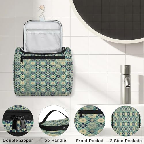 Islamic Flowers Travel Toiletry Bag for Women Men Large Capacity Hanging Makeup Bag Dopp Kit Shaving Bag for Toiletries Cosmetics Organizer