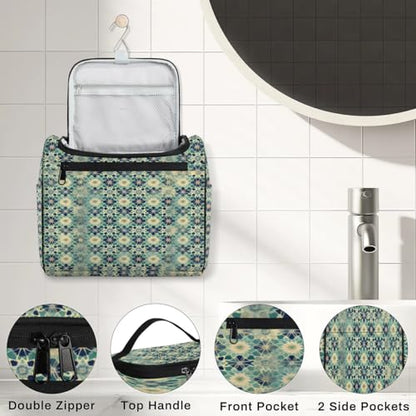 Islamic Flowers Travel Toiletry Bag for Women Men Large Capacity Hanging Makeup Bag Dopp Kit Shaving Bag for Toiletries Cosmetics Organizer
