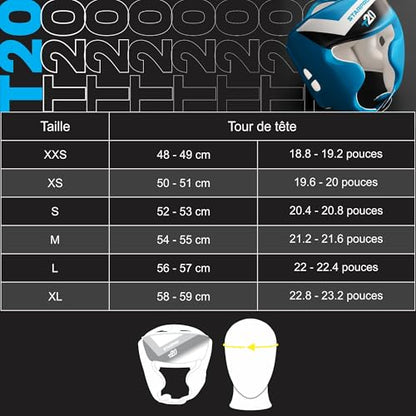 Starpro Boxing Headgear for Men Women - Safety Headguard with Padding - Muay Thai MMA Training Sparring Karate - color: Solar blue / White, size: XX-Small