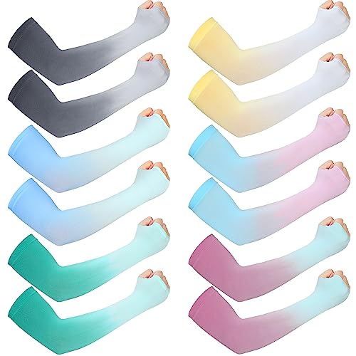 JenPen 6 Pairs UV Sun Protection Arm Sleeves to Cover Arms for Women Compression Sleeves for Men - color: Delicate Color, size: Medium