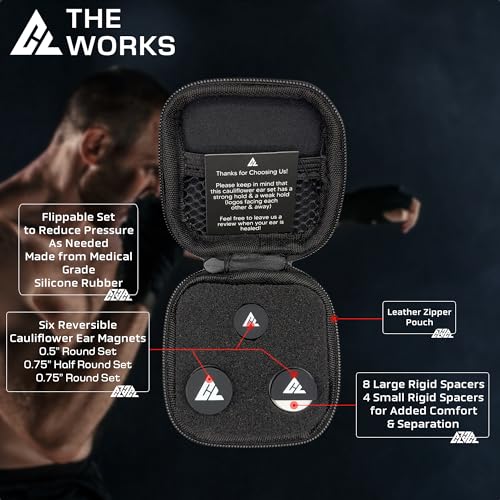 Cauliflower Ear Magnets - 6 Reversible Magnets + 12 Pressure Reduction Discs + 3 Sizes & Shapes - Cauliflower Ear Treatment & Prevention Kit - Flip to Adjust Compression Strength - size: 6 Reversible Magnets