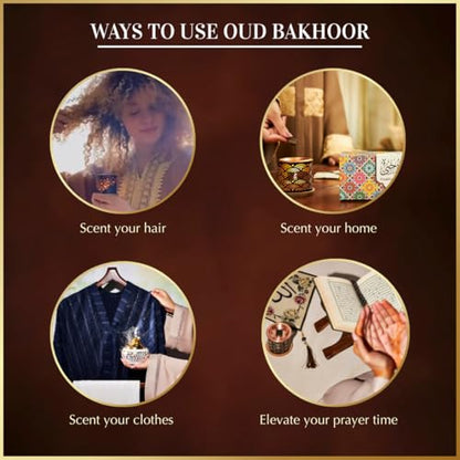 Oud Bakhoor Variety Box & Burner by Dukhni | Arabian Oudh Incense Set with Candle Incense Burner| 20 pcs Arabic bukhoor Incense Bricks, 10 Mixed scents | Islamic, Eid & Ramadan Gifts | Home Fragrance