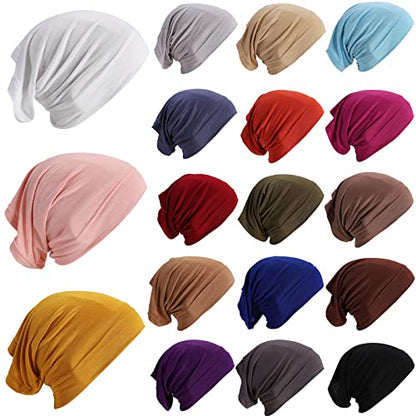 JenPen 18 Pcs Hijab Undercap Scarf Headwear Unisex Dreadlock Hat Turbans Women Stretch Under Caps Solid Color Hijab Cap - color: Dark Color