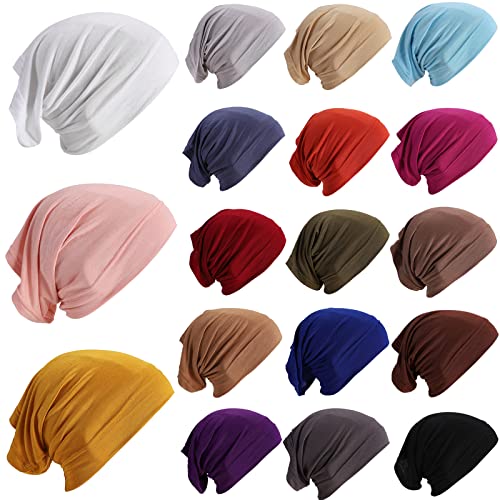 JenPen 18 Pcs Hijab Undercap Scarf Headwear Unisex Dreadlock Hat Turbans Women Stretch Under Caps Solid Color Hijab Cap - color: Dark Color