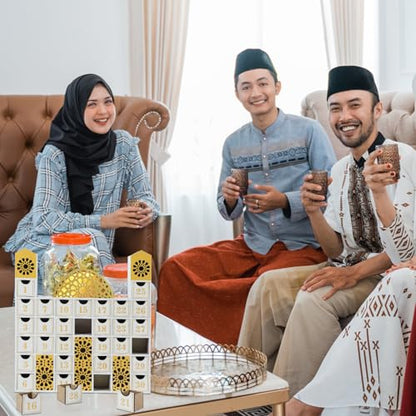 gisgfim Ramadan Wooden Countdown Calendar Eid Mubarak Decorations Mosque Advent Calendar with Drawers Eid Mubarak Countdown Til Eid Gift Ramadan Wooden Craftwork for Kids Ramadan Party Decorations
