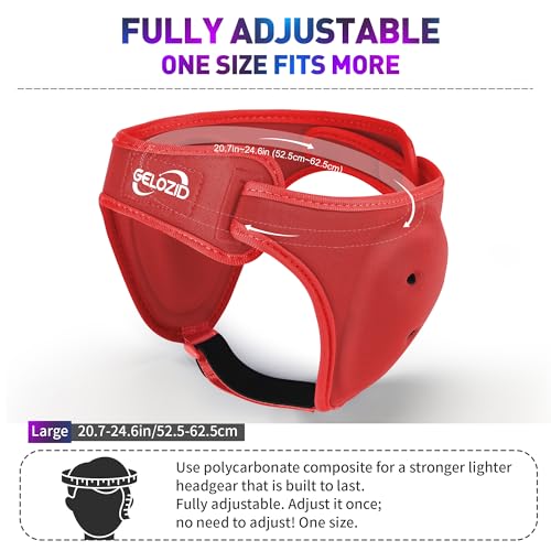 Gelozid Adjustable Wrestling Headgear for BJJ, MMA Grappling and Training, Ear Guard and Cauliflower Protection Helmet - color: Red