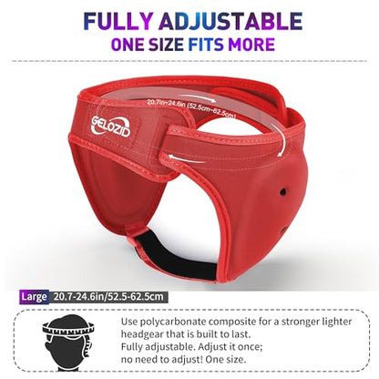 Gelozid Adjustable Wrestling Headgear for BJJ, MMA Grappling and Training, Ear Guard and Cauliflower Protection Helmet - color: Red