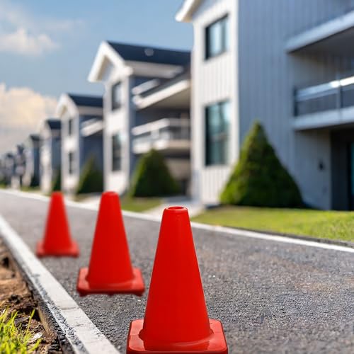 Versatyle Heavy Duty Agility Training Cones (2 in, 6 in, 9 in, 12 in, 28 in) for Sports, Kids Coaching, Multipurpose Field Marker Cones, Soccer, Basketball Drills, Bike, Motorcycle, Traffic Training - style: 12in, Orange