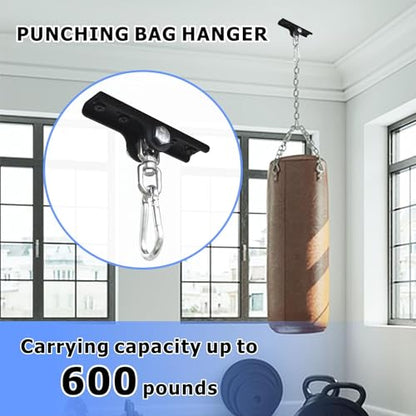 Heavy Bag Hanger - Heavy Duty Punching Bag Mount Hanger Bracket,360° Rotation Wall Ceiling Mount Wood Beam Hook for Boxing Muay Thai Training,Aerial Yoga Swing & Hammock