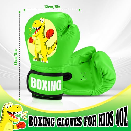 Kids Boxing Gloves for Boys & Girls, Youth Boxing Training Gloves for Kids Age 3 to 9 Years, 4OZ Training Sparring Gloves for Punching Bag Kickboxing Muay Thai MMA - color: Green