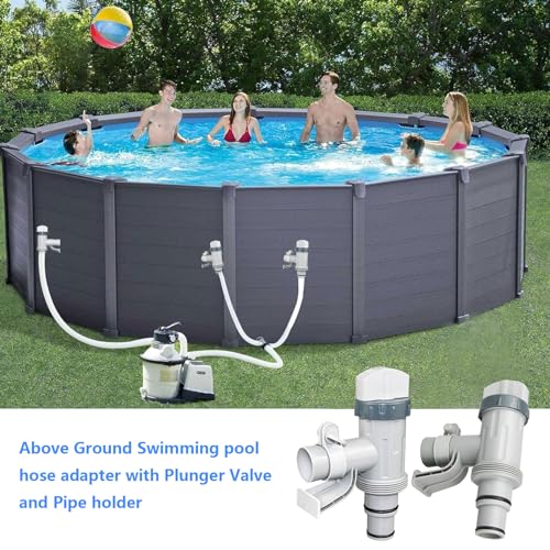 Plunger Valve with Pipe Holder – Pool Hose Adapter for Above Ground Pools, Pool Pump Hose Replacement Parts (2 Pack) - color: 2 Pack