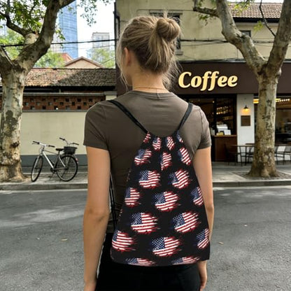 Foldable Storage Bag Drawstring Backpack American Flag Art, Large Capacity Lightweight Heavy Duty, for Travel Gym Hiking Beach - color: Color (41)