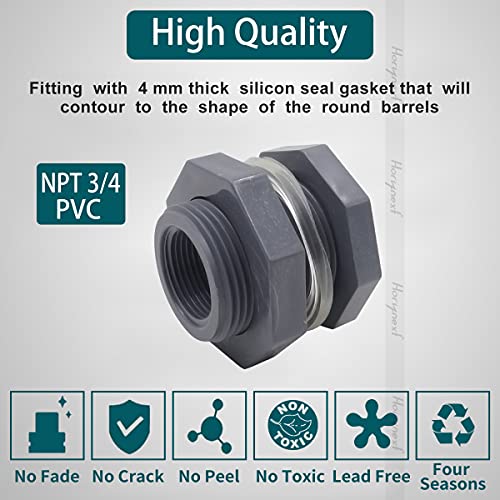 1 Inch NPT PVC Bulkhead Fitting, Pipe Connector, 2 Pack | For rain barrel, garden hose adapter, spigot kit, water tank, gallon drain bucket, aquariums and irrigation - size: NPT1