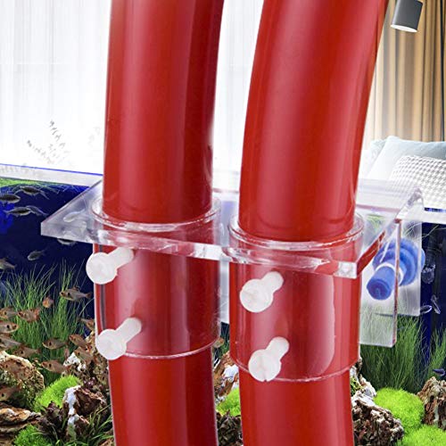 2 PCS Acrylic Aquarium Pipe Clip Clamp Holder, Transparent Acrylic Water Tube Soft Pipe Fixture for Fish Tank Aquarium Holding Doing Pump Soft Hose (Double Hole) - size: Double Hole