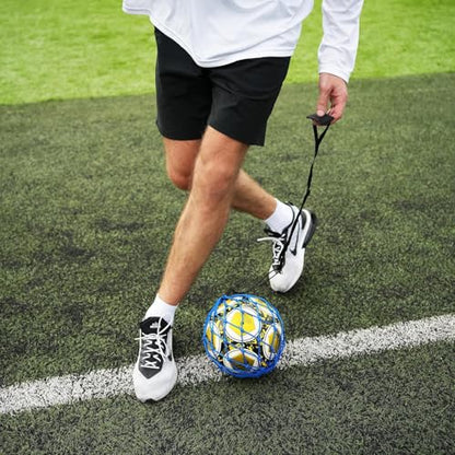PodiuMax Handle Solo Soccer Kick Trainer with New Ball Locked Net Design, Soccer Ball Bungee Elastic Training Juggling Net (Fits Ball Size 3, 4, 5) - color: Blue