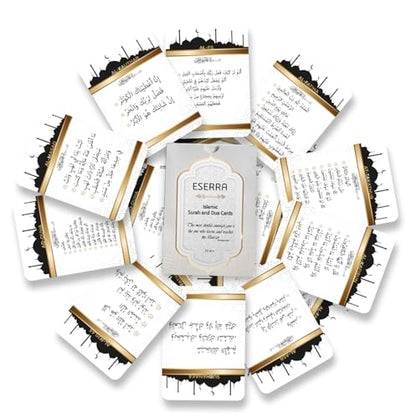 Islamic 30 Pieces Short Prayer Surah and Dua Cards, Quran in Arabic - English Translation for Muslim, 4.7 x 3.5 in, Umrah Dua Cards, Ramadan Eid Islamic Gifts for Men and Women