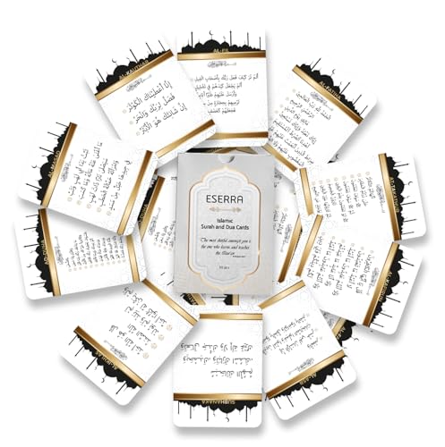 Islamic 30 Pieces Short Prayer Surah and Dua Cards, Quran in Arabic - English Translation for Muslim, 4.7 x 3.5 in, Umrah Dua Cards, Ramadan Eid Islamic Gifts for Men and Women