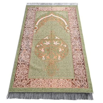 Islamic Prayer Rug Masjid Pattern Thin Mat 1pc Muslim Portable Blanket Ramadan Eid Gift Rug Turkish Prayer Carpet - Matcha Green, Styled - color: 1pc Matcha Greend