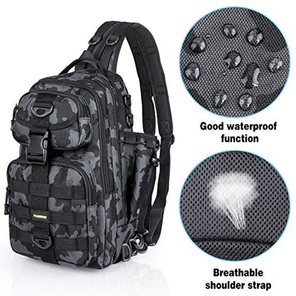 PLUSINNO Fishing Backpack, Fishing Bag, Waterproof Fishing Sling Tackle Bag For Fishing Gear With Rod Holder, Fishing Gifts for Men - color: Single Backpack No Tackle Box