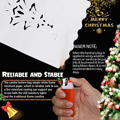 Sabary 50 Sets Luminary Bags with Flameless Tea Lights Outdoor Luminaries LED Lantern Candle Bags for Wedding Birthday Ramadan Christmas Party Decorations Romantic Decor(Xmas Tree) - style: Xmas Tree