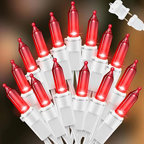 LAMPHOME 21.6FT 100 LED Red String Lights, Connectable Valentine Lights, Waterproof Christmas Lights Indoor Outdoor Plug-in Decor for Valentine's Day, Mother's Day, Wedding, Independence Day - color: 100 Mini LED White Wire Red