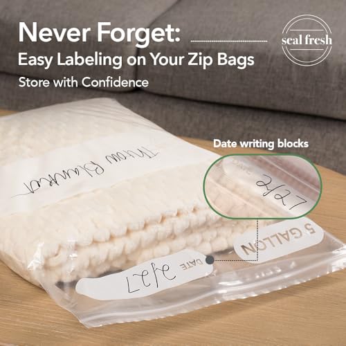 Seal Fresh 5 Gallon Large Plastic Storage Bags – 18" x 24" (30 Count) – Reusable XXL Extra Large Clear Jumbo Zip Bags with Sealable Zipper Top For Clothes, Travel, Moving - size: 5 Gallon - 30 Pack