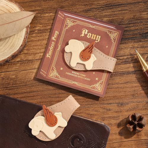 2PCS Vintage Magnetic Leather Bookmark, Leather Magnetic Bookmarks for Women, Magnetic PU Bookmarks Clip Book Accessories - style: Butterfly&Pony