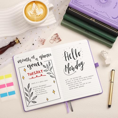 Lined Journal Notebook for Women Men, 192 Pages 100GSM Journals, A5 Hardcover Journaling, Leather Note Book for Writing, Travel, Business, Office, School, Prayer 5.7 x 8.3, (Light Purple) - color: Light Purple, style: Lined