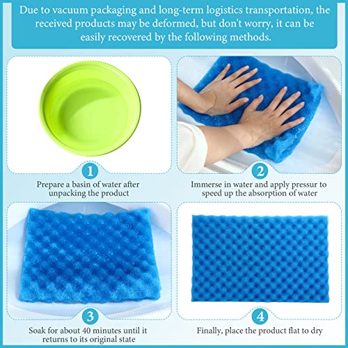 9 Pcs Fish Pond Foam Aquarium Filter Sponge Wave Shape Coarse Foam for Fish Tank Sump Pond 17 x 11 Inch x 1/2 to 1 Inch, Black, Green, Blue