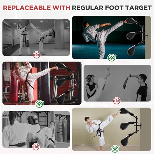 Seenelling Taekwondo Kick Pads Boxing Pads Taekwondo Karate Sparring Gear Boxing Paddles Kicking Targets Martial Arts Training Equipment with Mounting Bracket for Youth Men - color: Black, size: 3 Kicking Targets