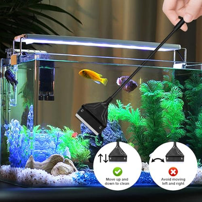 Algae Scraper for Glass Aquariums 24.4" with 10 Replaceable Blade | Fish Tank Scraper Aquarium Glass Scraper Adjustable Length Aquarium Cleaning Tools Kit for Glass Aquarium Fish Tank