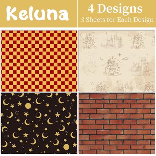 Keluna Magic Theme Wrapping Paper - 12 Sheets Wizard Castle Wrapping Paper for Birthday Baby Shower - color: Magic Theme