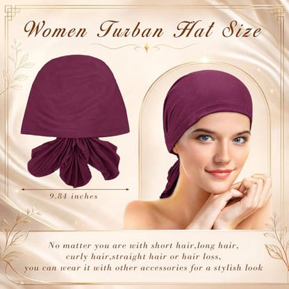 Syhood Slip on Pre Tied Head Scarves for Women - color: Dark Colors