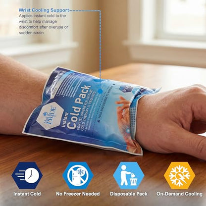 MED PRIDE Instant Cold Pack First Aid Kit Ice Pack for Injuries and Pain Relief, No Freezer Needed, 5in X 6in (6 Count (Pack of 1) Clear) - size: 5 X 6 Inch (Pack of 6)