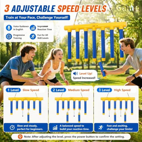 Reflex Drop Sticks Game,Reaction Time Training & Hand Speed Challenge Game with 3 Speed Adjustable,Catch Falling Stick Drop Game Challenge for Adult