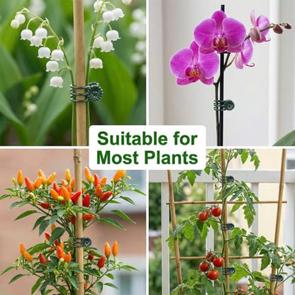 50pcs Plant Clips Orchid Clips Plant Orchid Support Clip Garden Clip for Climbing Flower and Vine Helps Growth for Indoor Outdoor Flowers Rose Amaryllis Grape and Vine Vegetables Dark Green