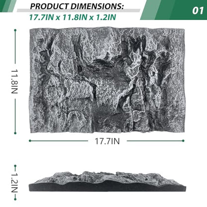17.7x11.8in Rock Terrarium Background,3D Reptile Tank Background Board,Amphibian Stereo Backdrop Wall,Lizard Snake Gecko Spider Turtle Fish pet silo Background Decorative Panel(Grey) - color: grey-17.7"*11.8"（1pcs）