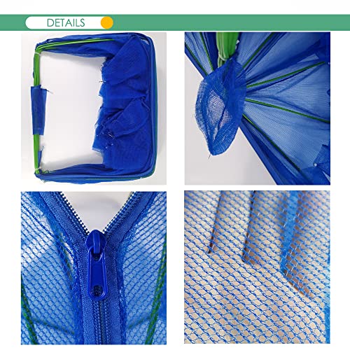 Foldable Bait Trap Fishing Net - Hand Cast Cage for Catching Fish Shrimp Crab Crawfish - color: Blue Thicken Mesh Material, size: 6 Entrances