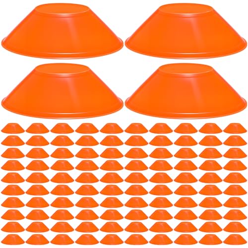 100 Pcs Mini Soccer Cones for Sport Agility Disc Cones Soccer Training for Agility Drills Sports Football - color: Orange