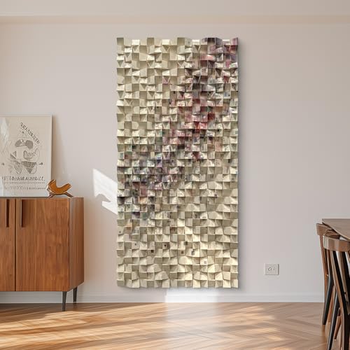BrightA Handcrafted Geometric Wood Wall Deco 31.5"x63" - color: Beige + Multicolor + Ivory, size: 31.5"x63"
