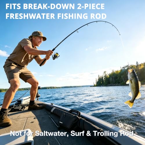 PEKREWS Fishing Rod Case, 52inch Fishing Pole Bag with Tackle Pockets | Fits Break-Down Spinning Rod Reel Combo, Padded Soft Rod Bag with Shoulder Strap and Handle, Pole Travel Case For Angler - color: Green