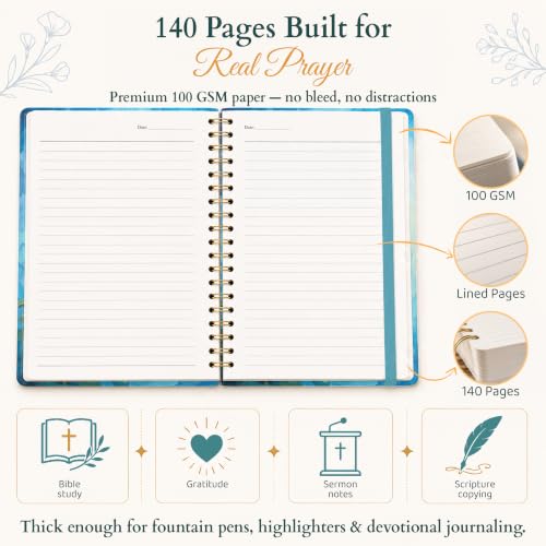 Hardcover Blank Spiral Christian Notebook – 140 Quality Pages | Lined Pages with Bible Verse Cover – Inspirational Writing Notebook for Bible Study, “Her Worth Is Far Above Rubies" - color: Rubies