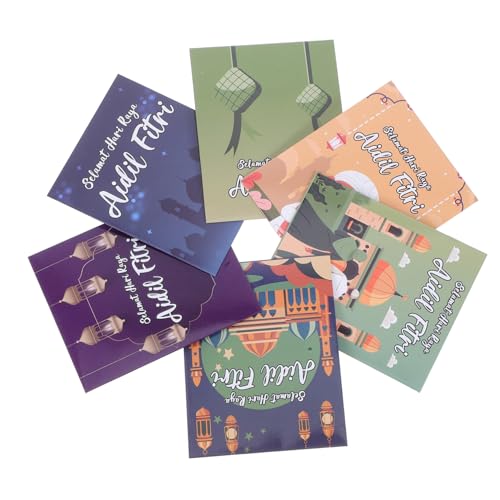 TEHAUX 6pcs Eid Money Envelopes Sturdy Paper Unique Eid Designs for Cash Ample Storage for Generous Gifting for Celebrations and Muslim Festivals