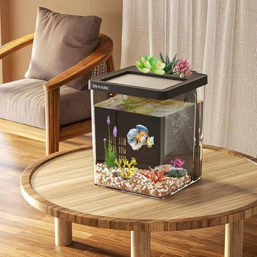 ERAARK 1.5 Gallon Betta Fish Tank Aquarium kit with Filter LED Light, Water Pump, Fish Tank Starter Kits, Fish Bowl
